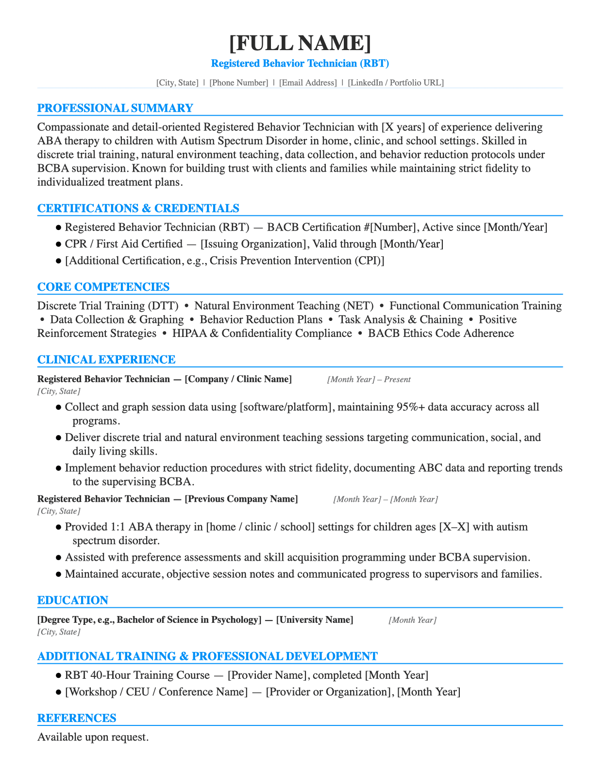 RBT Resume Template